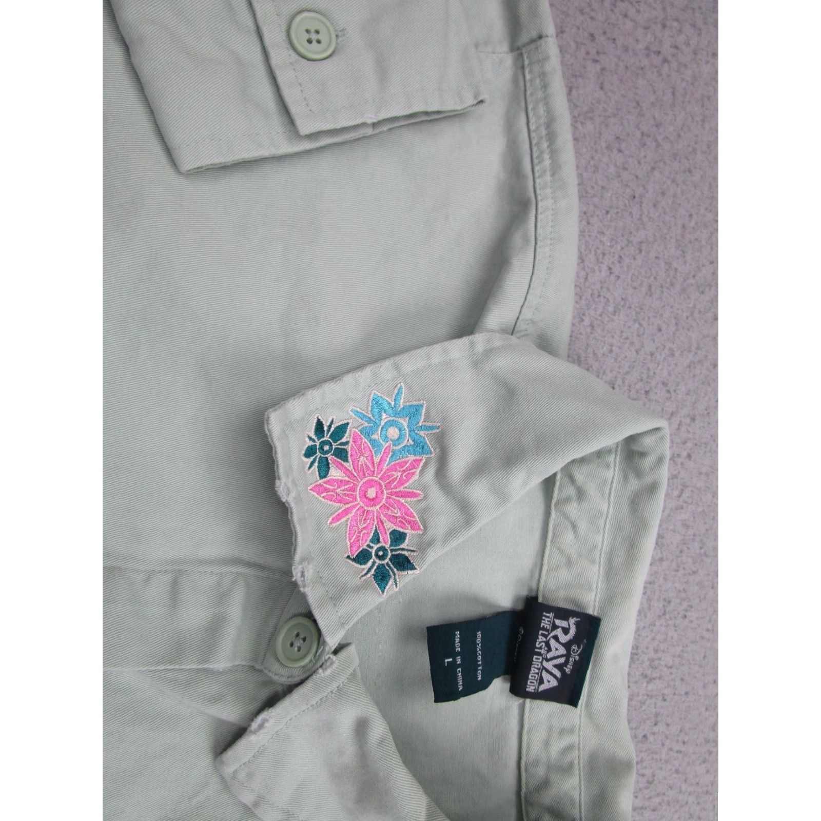 Vintage Disney Raya Last Dragon Shirt Womens Large Green Embroidered Floral Her Universe Size L / US 10 / IT 46 - 3 Thumbnail