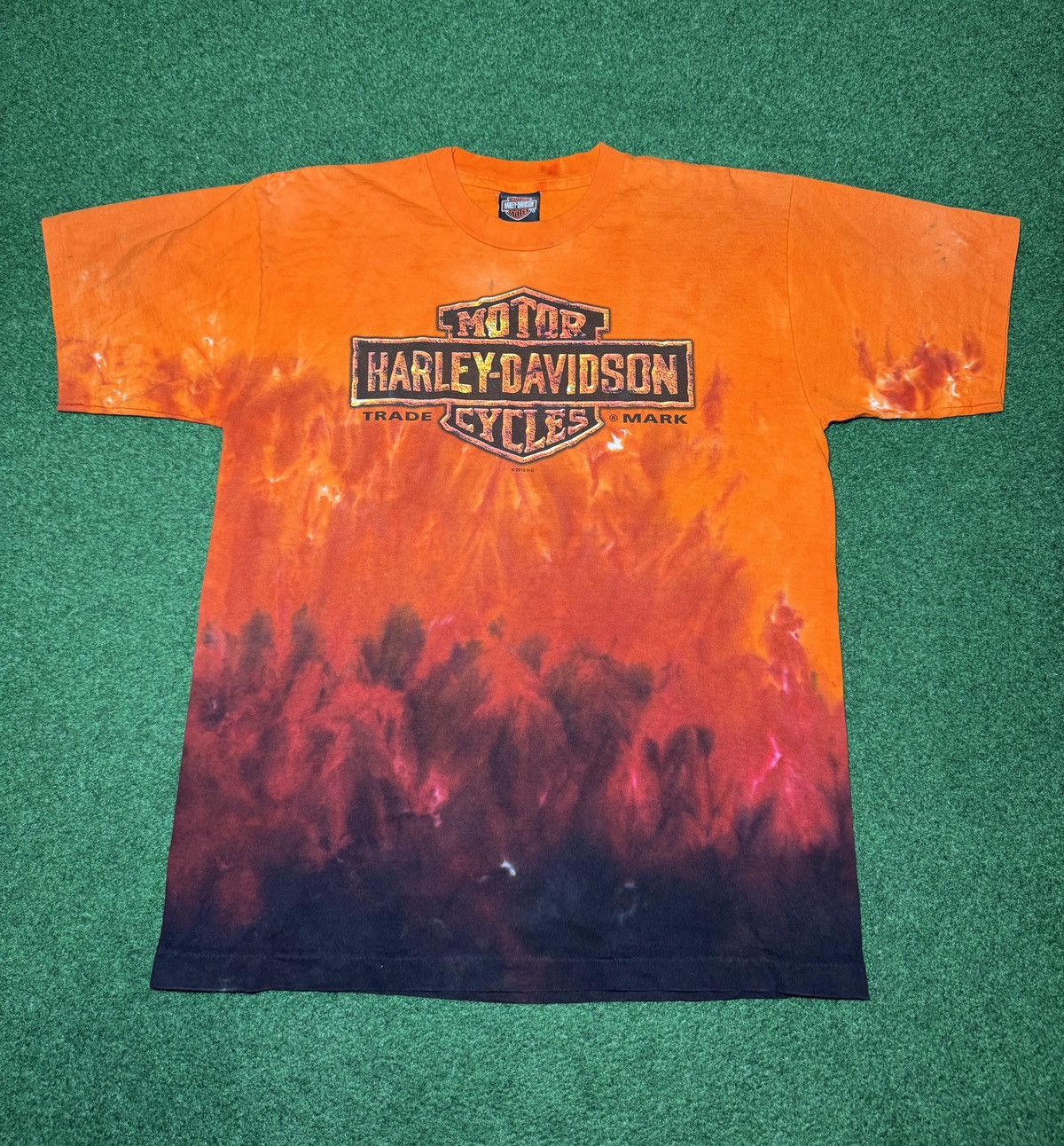 Harley Davidson Y2K Harley Davidson Tie Dye Flame Grunge Biker T Shirt Size US L / EU 52-54 / 3 - 1 Thumbnail