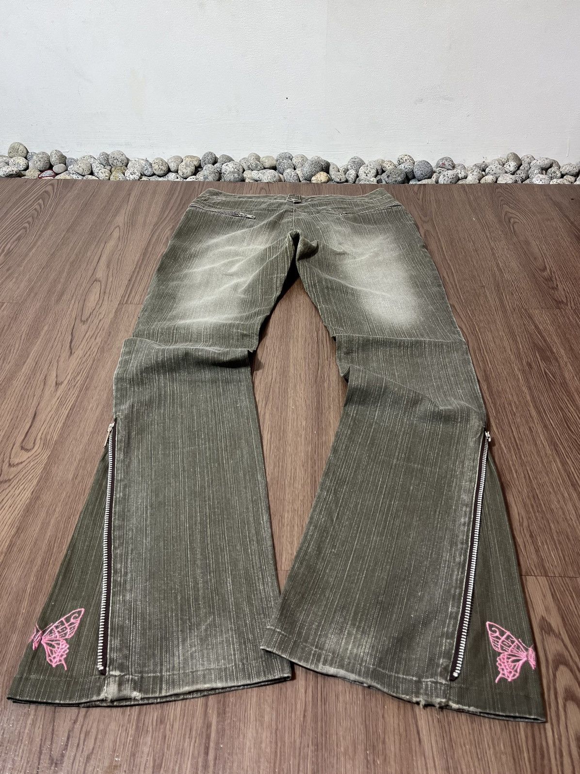 Tornado Mart Pink Tornado Multizipper Butterfly Flare Low-rise Jean Size US 30 / EU 46 - 6 Thumbnail