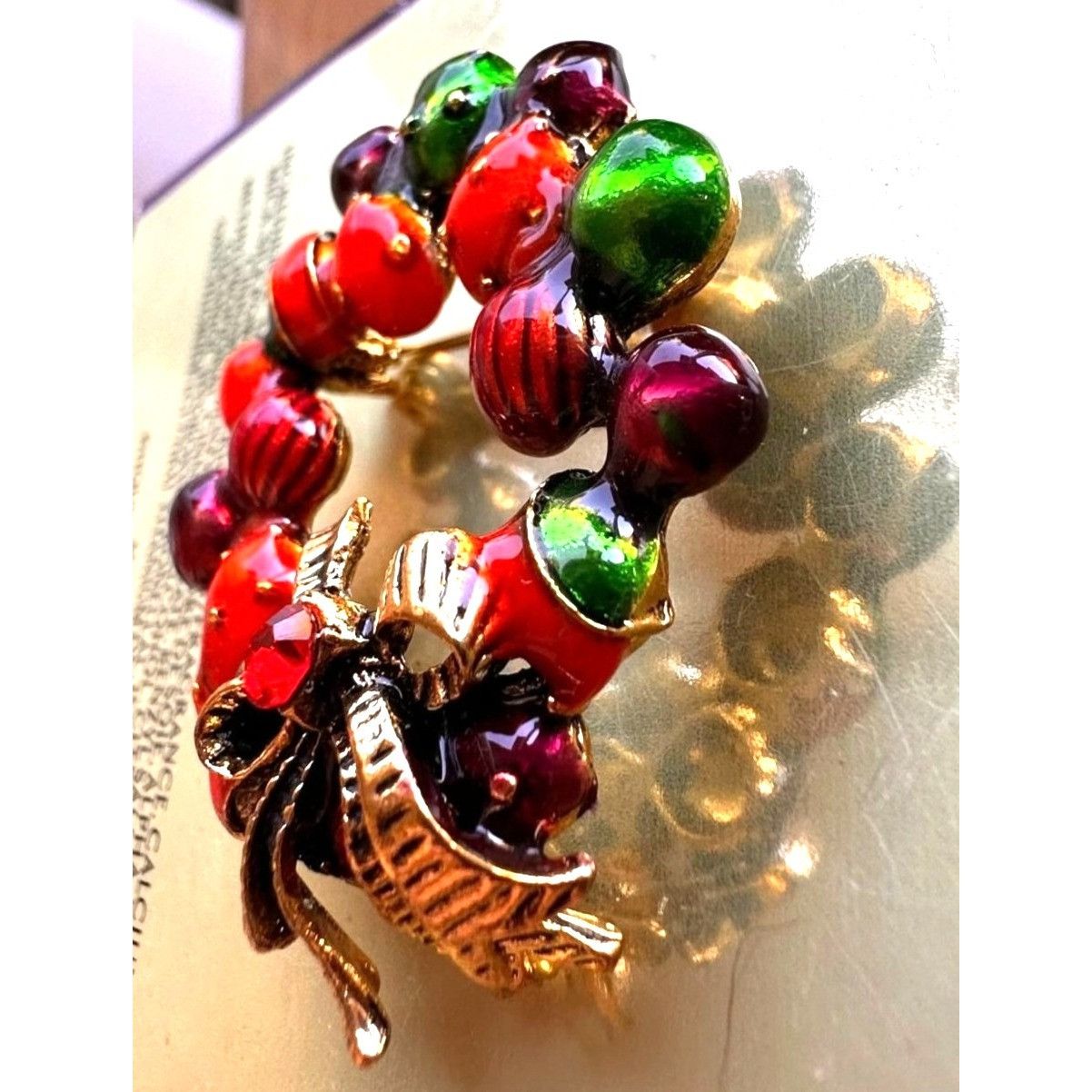 Handmade Christmas Wreath Brooch Pin New Ornaments Festive Winter Hol Size ONE SIZE - 10 Thumbnail