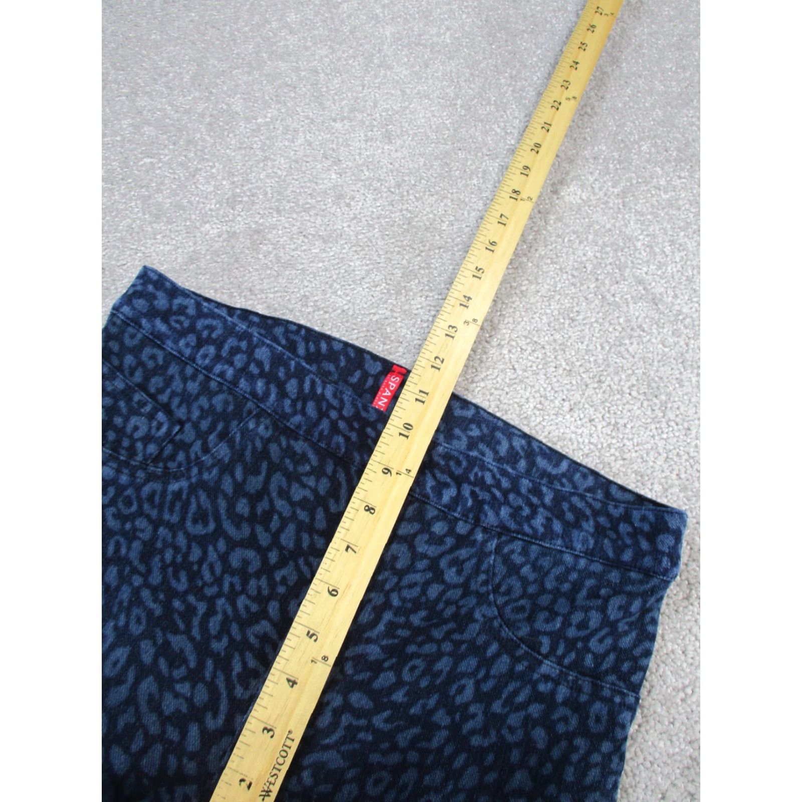 Spanx VINTAGE Spanx Jeggings Womens Medium Dark Blue Leopard Print Stretch Denim Animal Pattern 2010s Womens Size 32" / US 10 / IT 46 - 5 Thumbnail