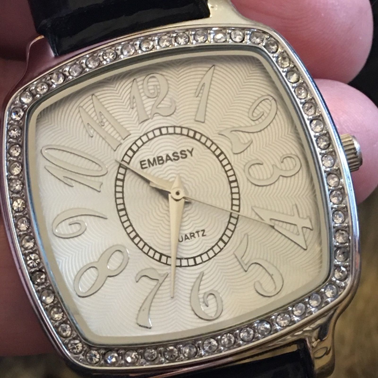 Jewelry Ladies Embassy black leather rhinestone watch Size ONE SIZE - 12 Thumbnail
