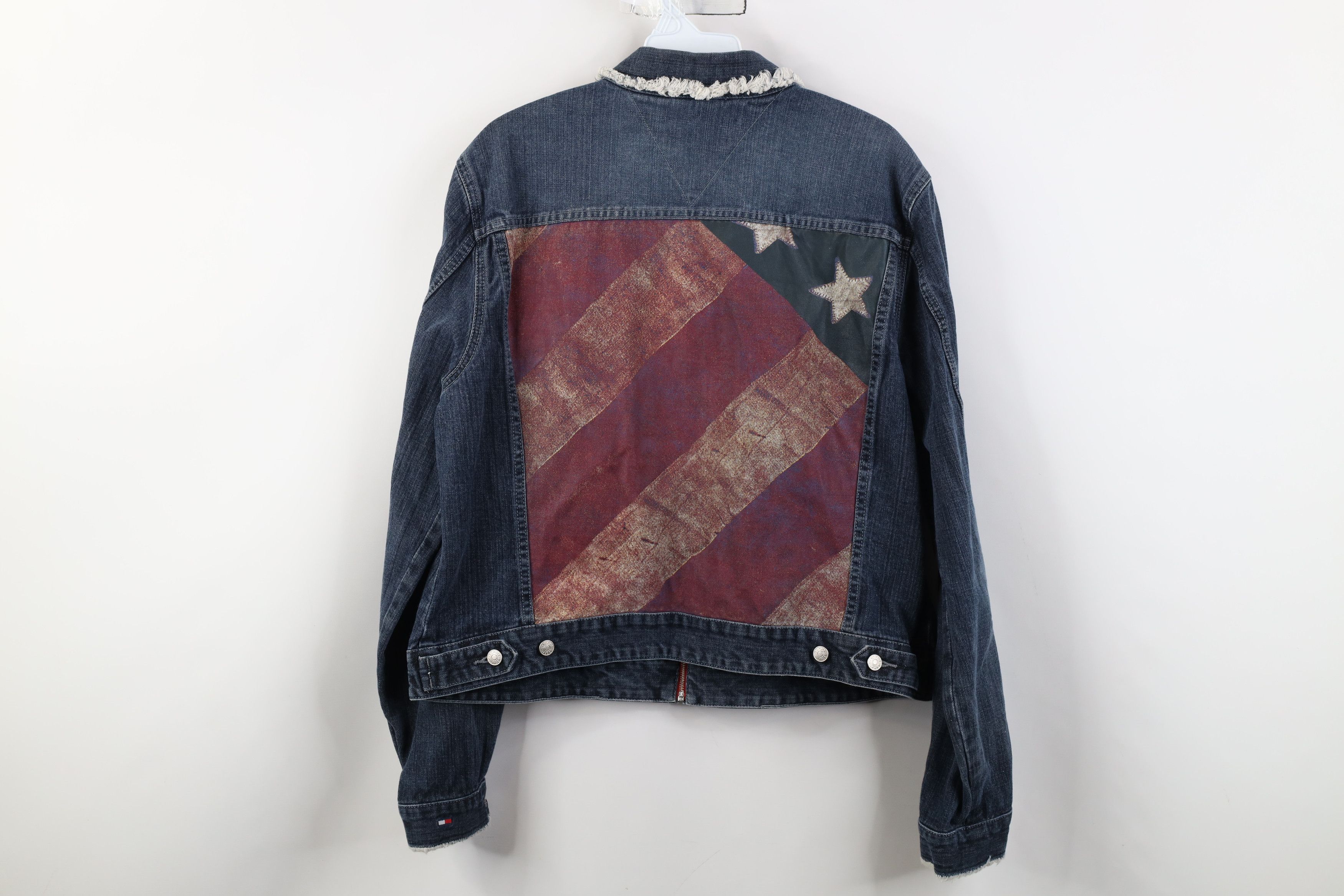 Tommy Hilfiger Vintage Y2K 2002 Tommy Hilfiger Flag Denim Trucker Jacket Size XL / US 12-14 / IT 48-50 - 14 Thumbnail