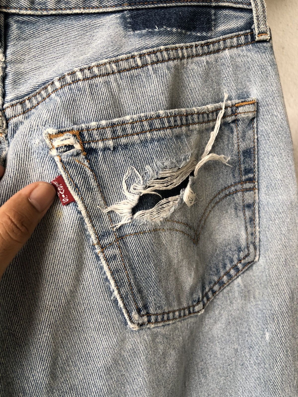 Levi's Kapital Style Vintage 90s Levis 501 Distressed Jeans Size US 30 / EU 46 - 14 Thumbnail