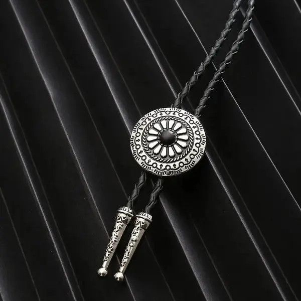 Cowboy Equipment Asaoka x nji Vintage Metal Flower Leather Rope Bolo Tie Size ONE SIZE - 4 Thumbnail