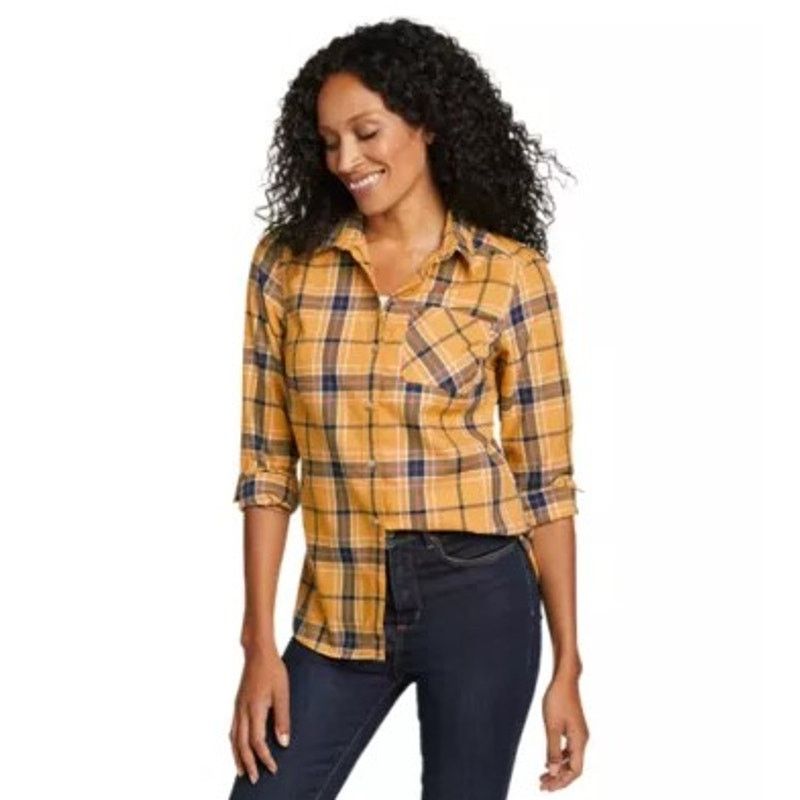 Eddie Bauer Eddie Bauer Classic Fit Twin Falls Gold Blue Plaid Button Up Size S / US 4 / IT 40 - 6 Thumbnail
