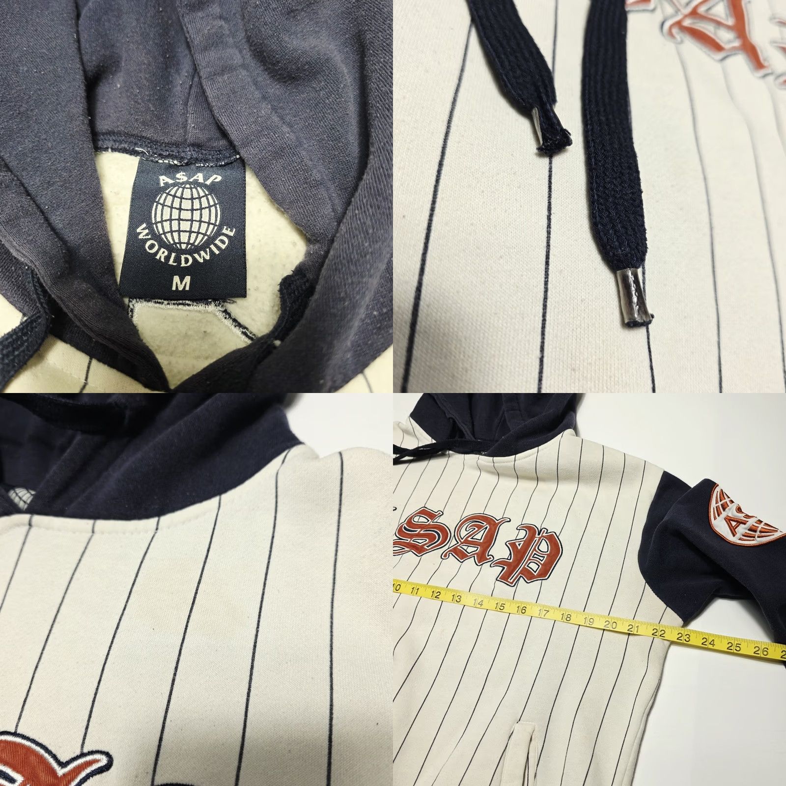 SAS ASAP Worldwide 212 Hoodie Mens Medium USA Rocky Ferg Twelvy Mob Pullover Rap Hooded Cotton Blend Crew Neck Striped Logo Embroidered Size US M / EU 48-50 / 2 - 8 Thumbnail