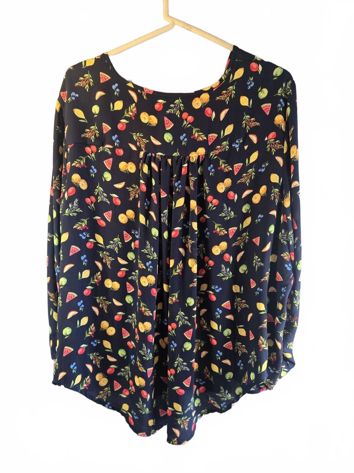 Other Philosophy Fruit V-Neck Flowy Blouse Chiffon Semi-sheer Size XXL / US 16-18 / IT 52-54 - 3 Thumbnail