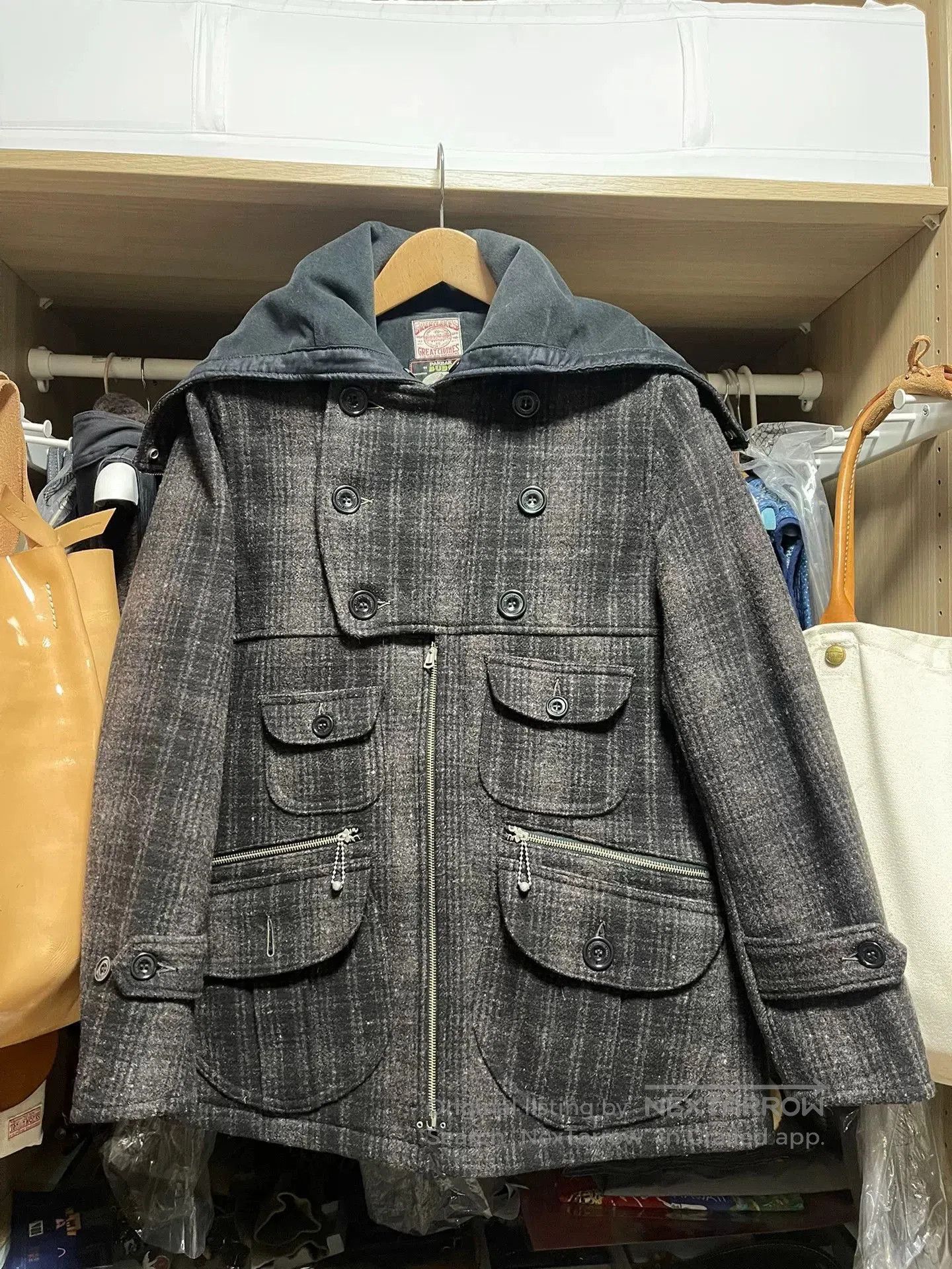 Freewheelers gray checkered wool hunting coat. Size US M / EU 48-50 / 2 - 1 Thumbnail