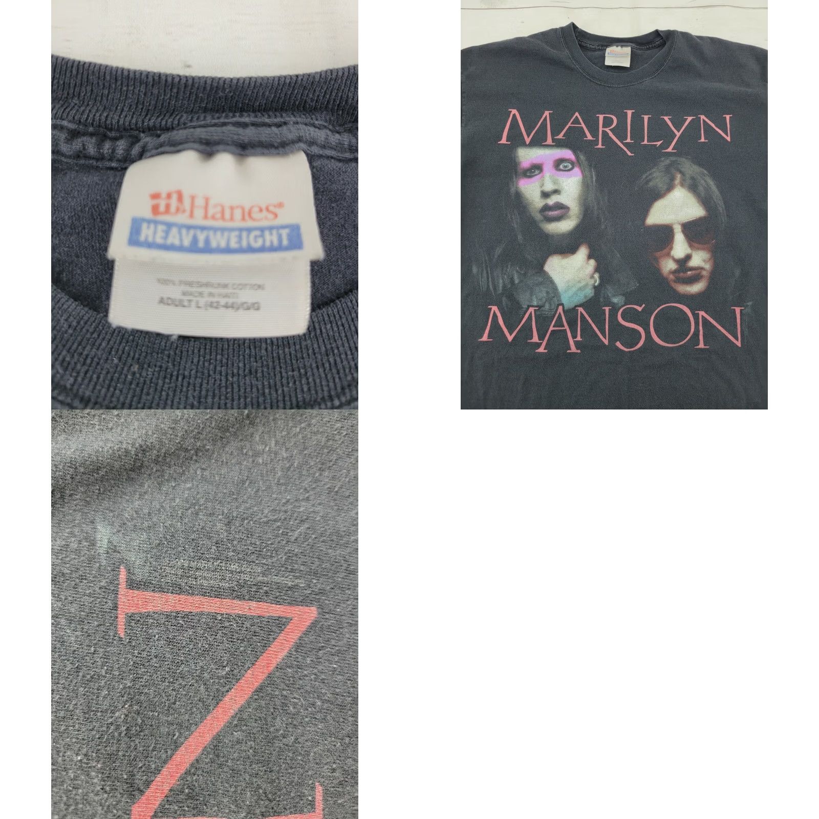 Hanes VINTAGE Marilyn Manson T Shirt LRG Twiggy Ramirez Graphic Hanes Heavyweight Tee Mens Size US XL / EU 56 / 4 - 8 Thumbnail