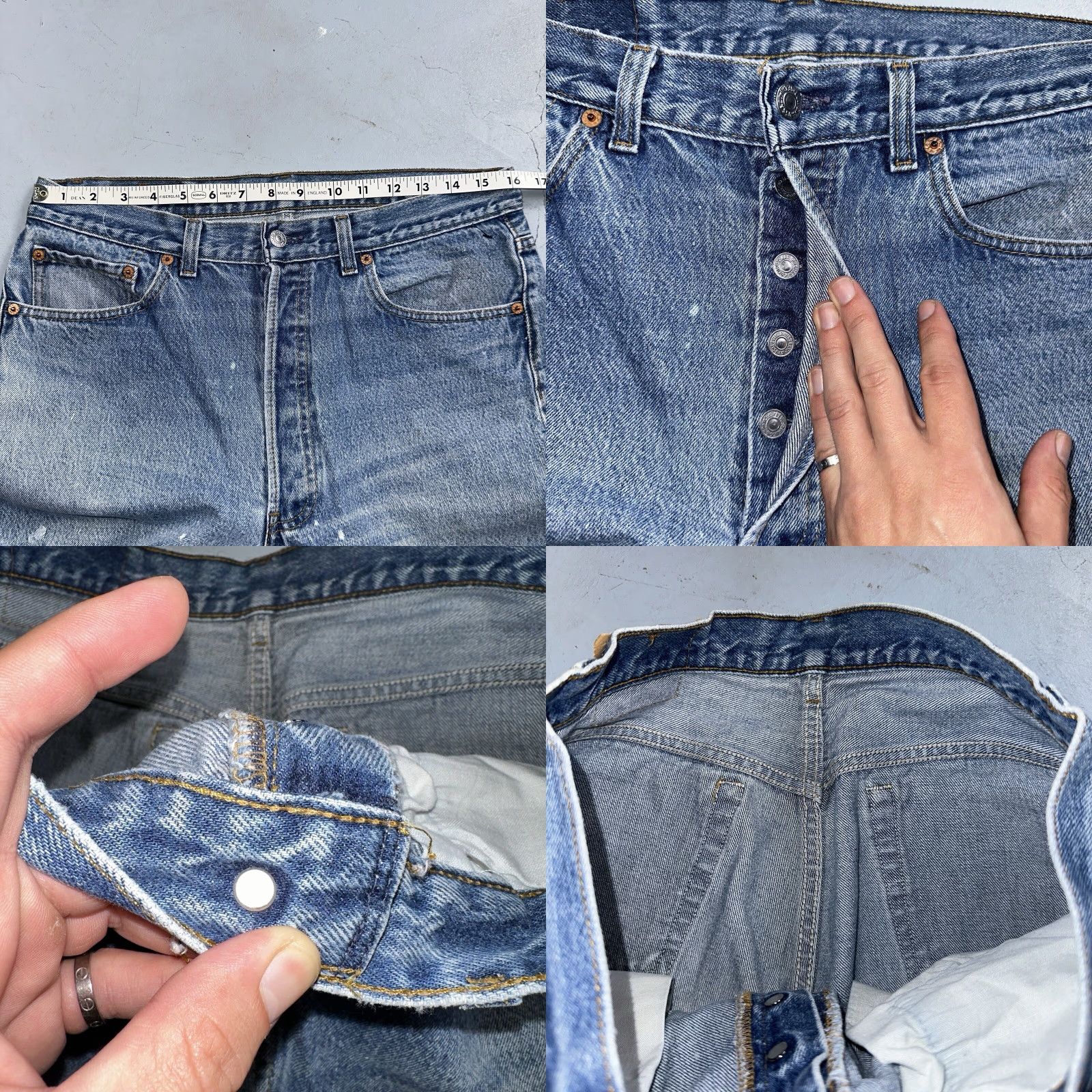 Levi's VINTAGE Levis 501 Jeans Men 35x36 Light Wash USA 80s 90s XX Straight Leg Size US 35 - 8 Thumbnail