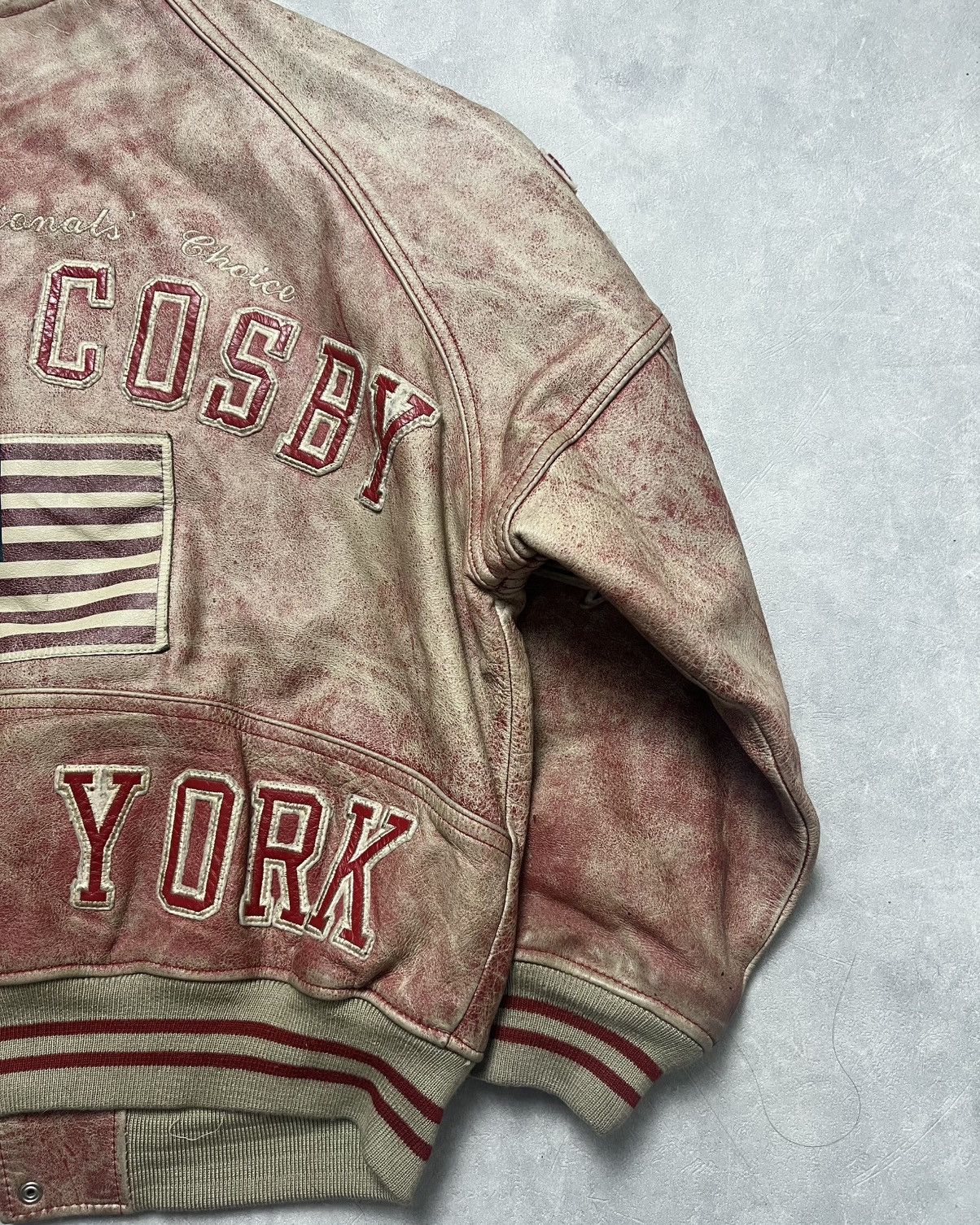 Genuine Leather Gerry Cosby ‘Salmon’ Faded Leather Varsity Jacket Size US M / EU 48-50 / 2 - 12 Thumbnail