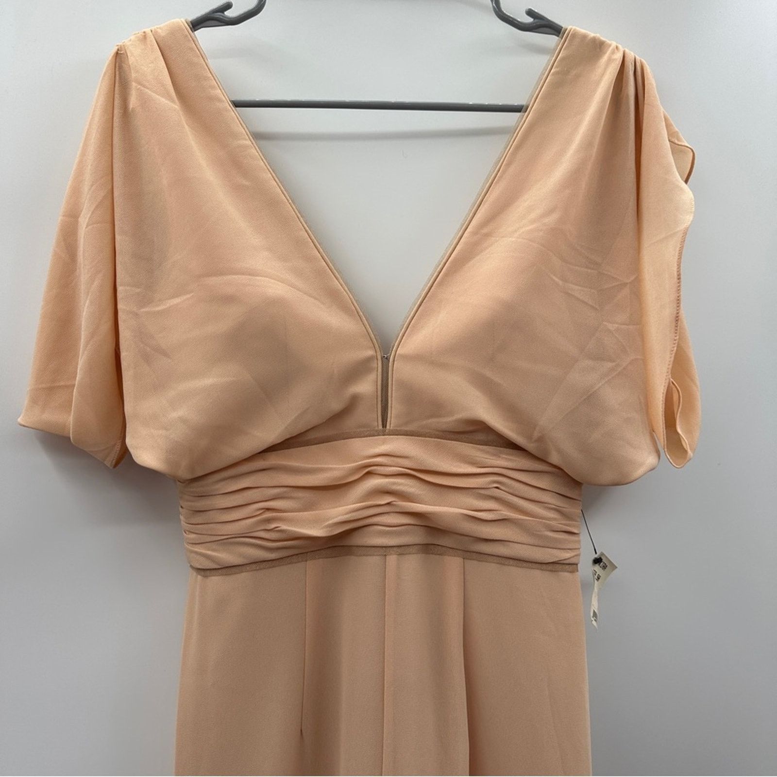 Other Bariano Corinne Peach Nude V-Neck Drape Maxi Dress Sz 8 Size M / US 6-8 / IT 42-44 - 2 Thumbnail