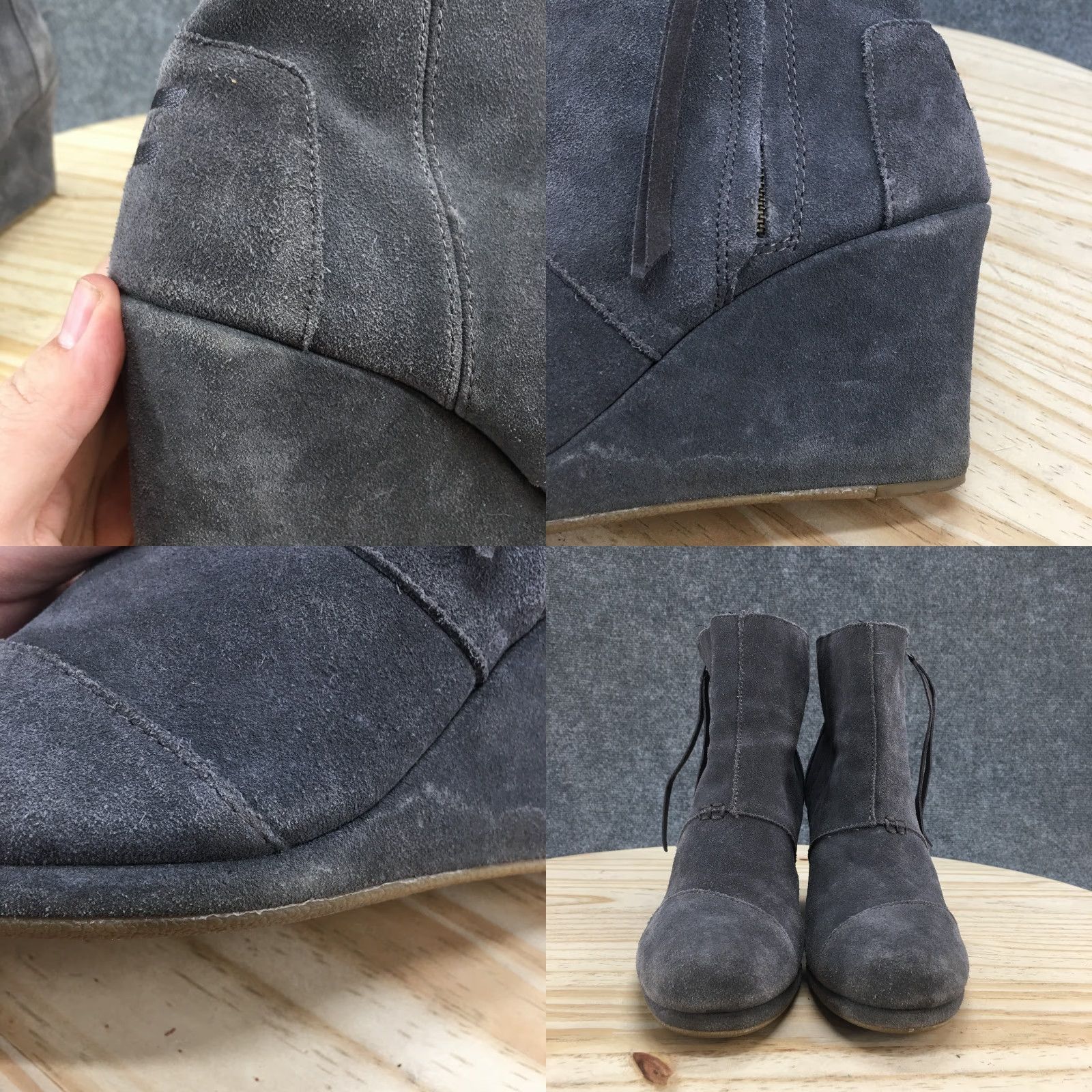 Toms TOMS Boots Women’s Ankle Bootie Gray Wedge Heel Side Zip Round Toe Casual Boots 10 US Size US 10 / IT 40 - 8 Thumbnail