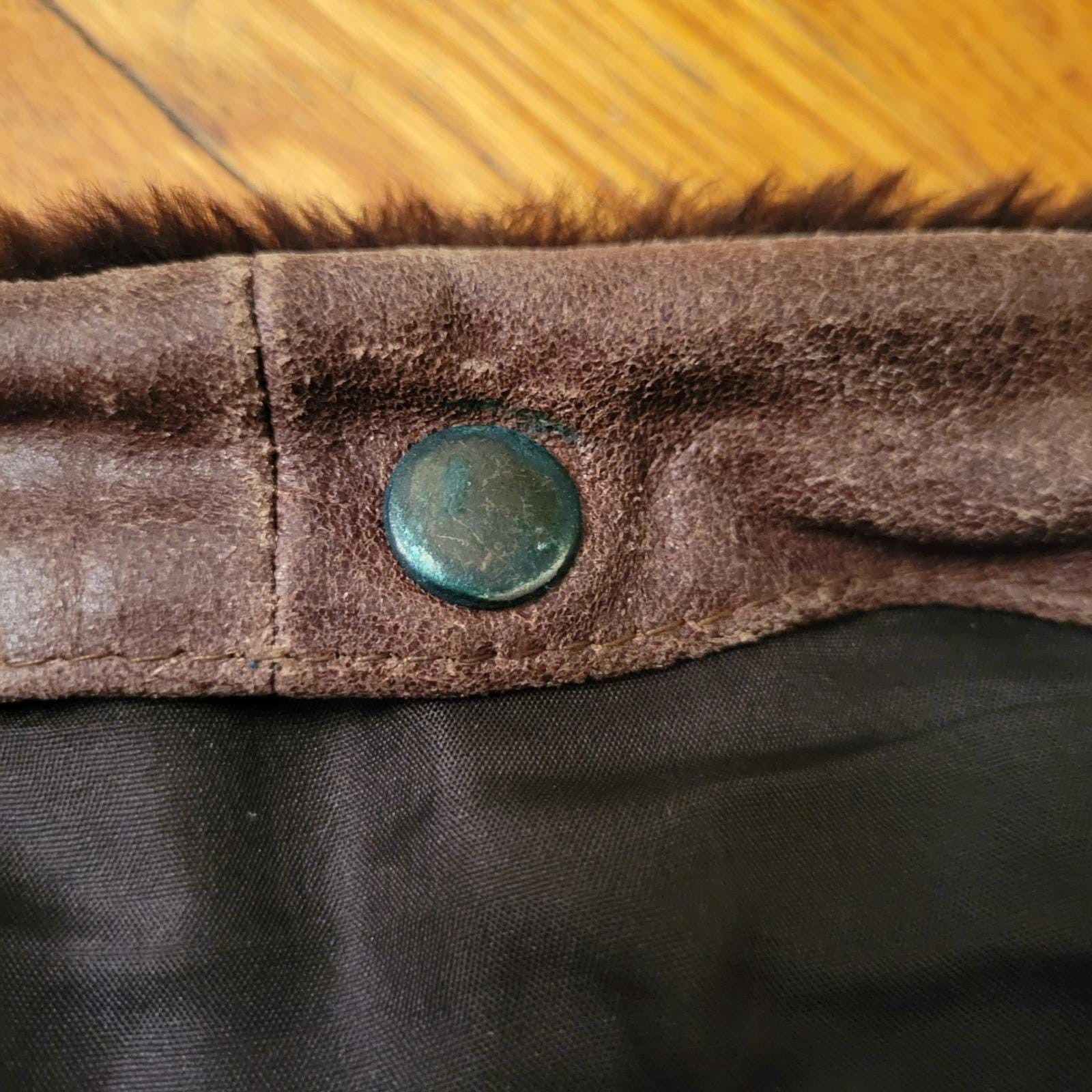 Vintage S Brown Leather Bomber Jacket Faux Fur Collar Aviator Flyboy Size US S / EU 44-46 / 1 - 13 Thumbnail