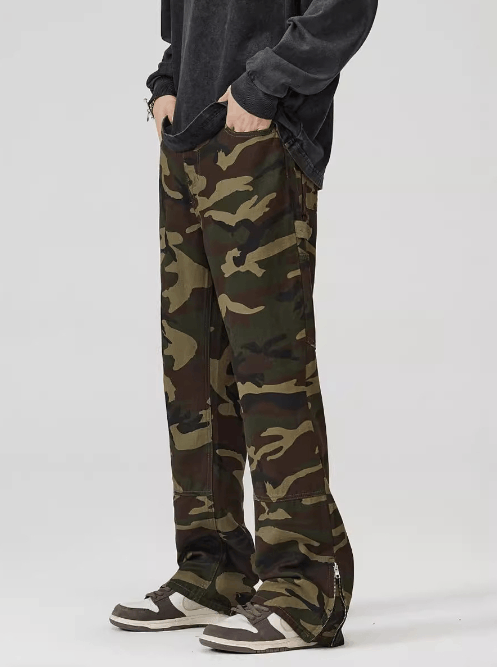 Japanese Brand × Jean American retro camouflage zipper straight baggy jeans Size US 32 / EU 48 - 2 Thumbnail