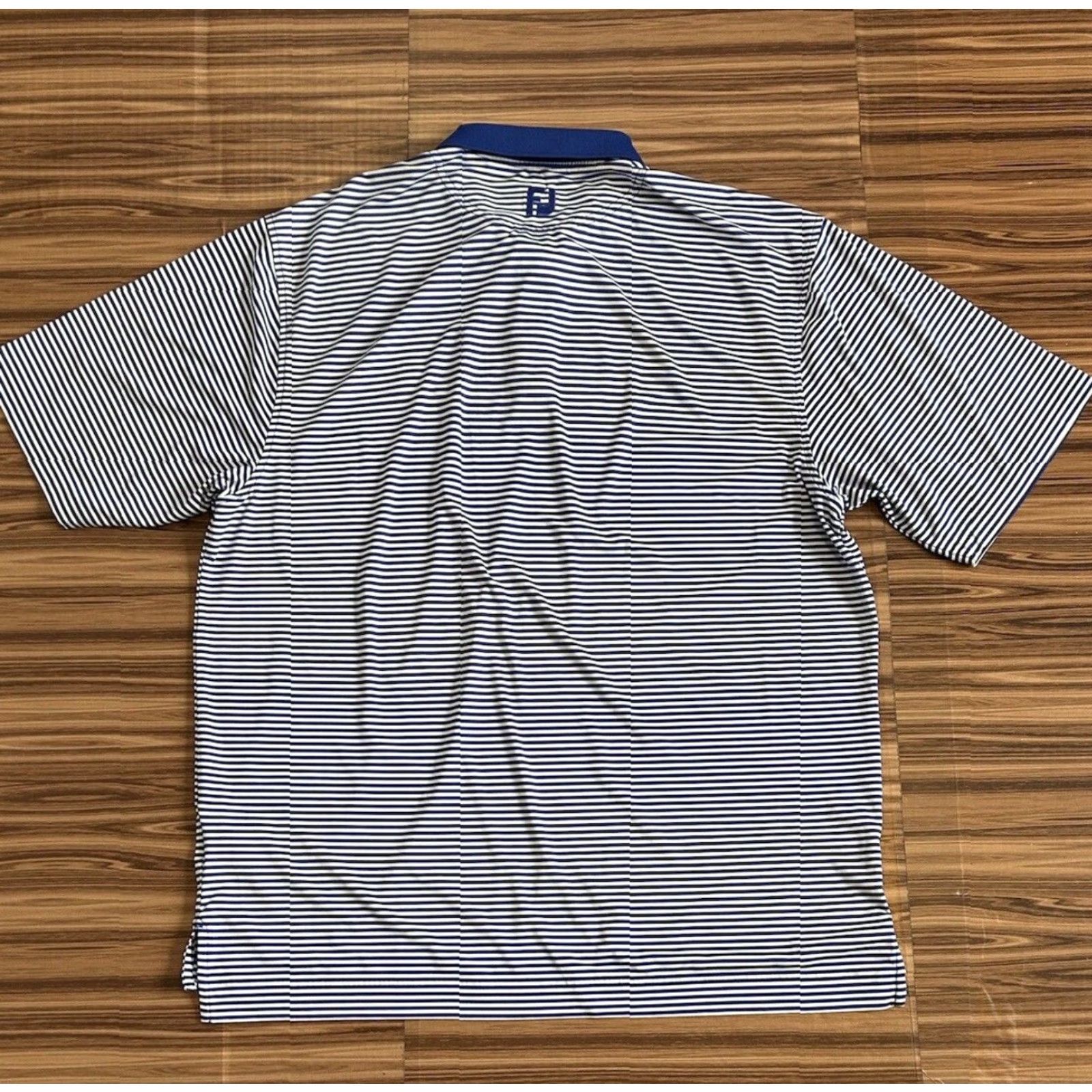 Footjoy FootJoy Polo Shirt Men's XL Blue/White Striped Short Sleeve Golf Logo Easy Care Stretch Reglar Fit Casual Travel Golf Size US XL / EU 56 / 4 - 2 Thumbnail