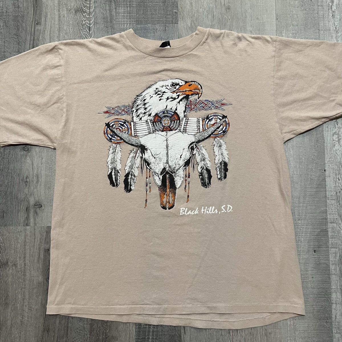 Vintage VTG Black Hills South Dakota Biker Eagle Feather Shirt Size US XL / EU 56 / 4 - 1 Thumbnail