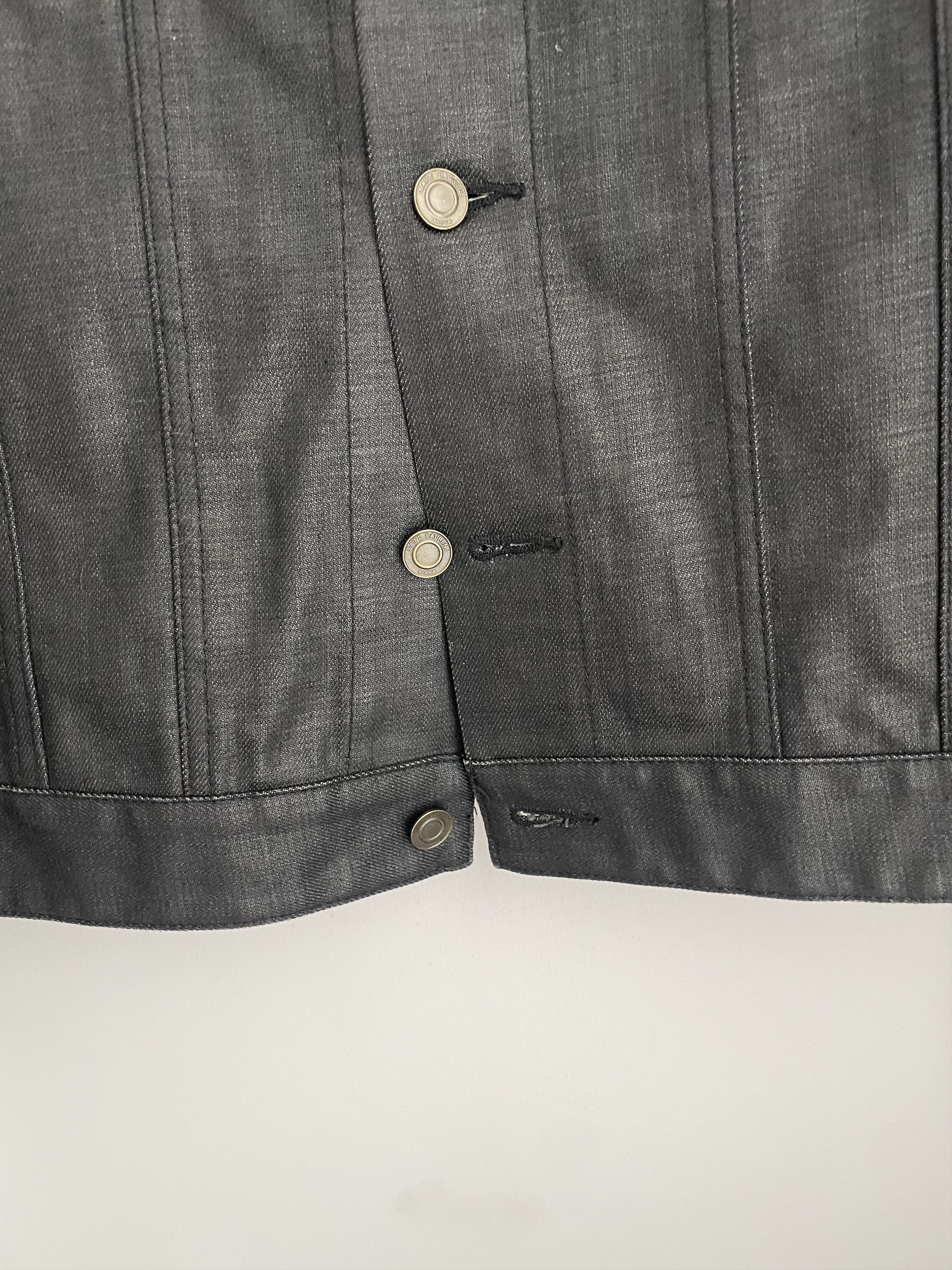Saint Laurent Paris Hedi Slimane black Waxed Denim jacket 2013 Size US L / EU 52-54 / 3 - 5 Thumbnail