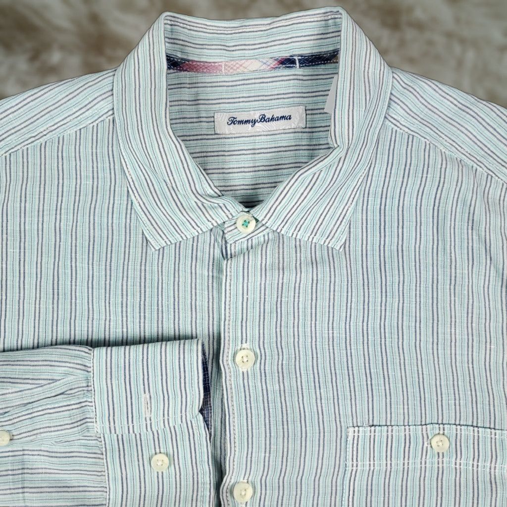 Tommy Hilfiger Tommy Hilfiger Blue Striped Casual Shirt Mens Long Sleeve Button Up Size Large Size US L / EU 52-54 / 3 - 1 Thumbnail