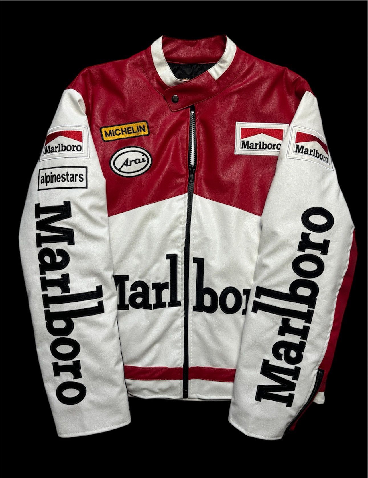 Marlboro big logo leather jacket Alpinestars vintage design