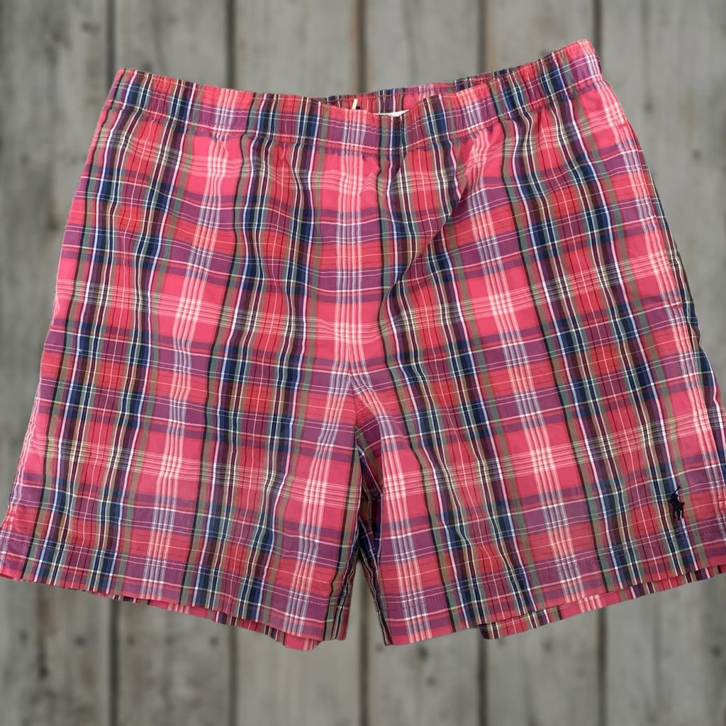 Vintage POLO SPORT Ralph Lauren Swim Trunks Mens Medium Dark Pink Plaid Lined Preppy Size US M / EU 48-50 / 2 - 1 Thumbnail