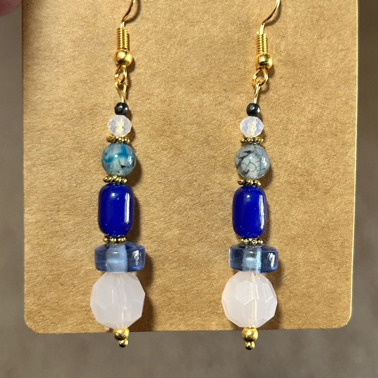 Handmade Handcrafted vintage bead cat eye glass earrings Size ONE SIZE - 3 Thumbnail