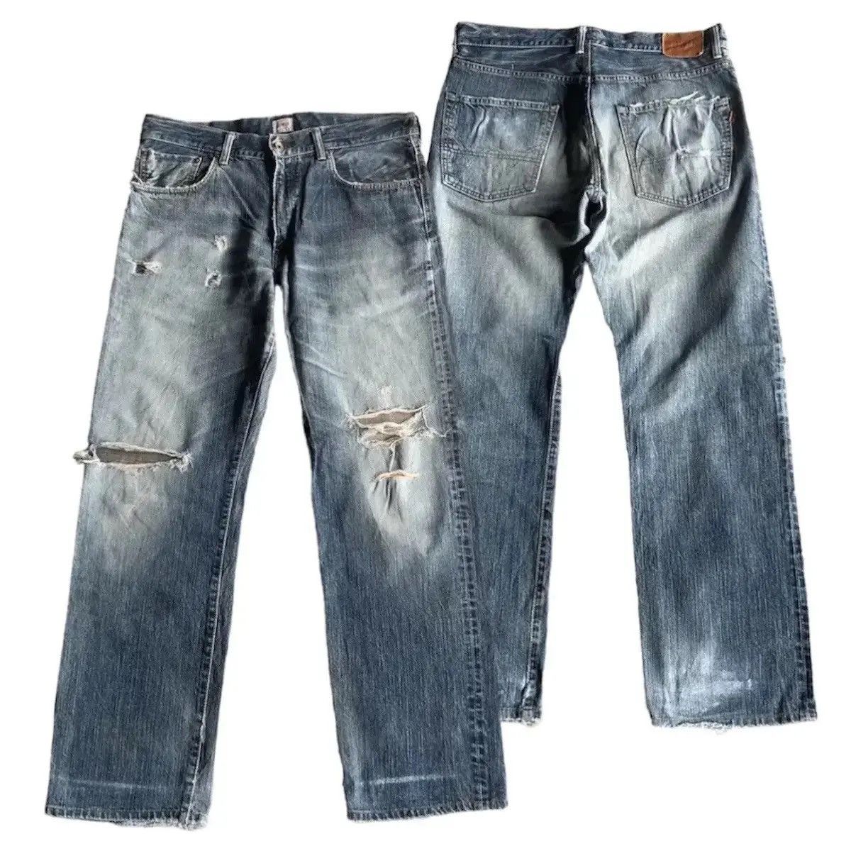 Vintage THRASHED‼️Vintage Edwin 505 Jeans Distressed Denim Pants Size US 36 / EU 52 - 1 Thumbnail
