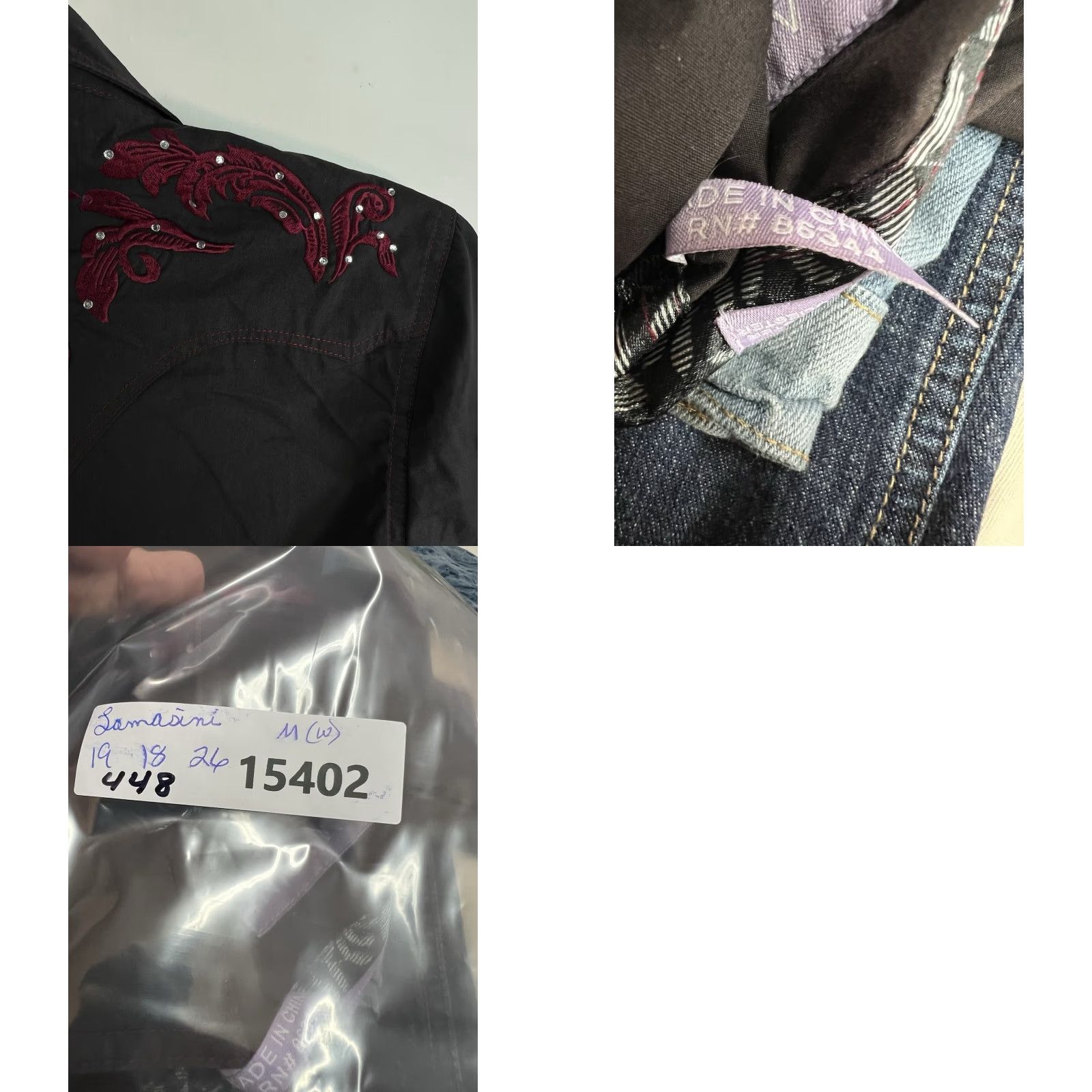 Vintage Lamasini Western Shirt Women M Black Beaded Embroidery Cowgirl Button-Up Long Sleeve Size M / US 6-8 / IT 42-44 - 8 Thumbnail