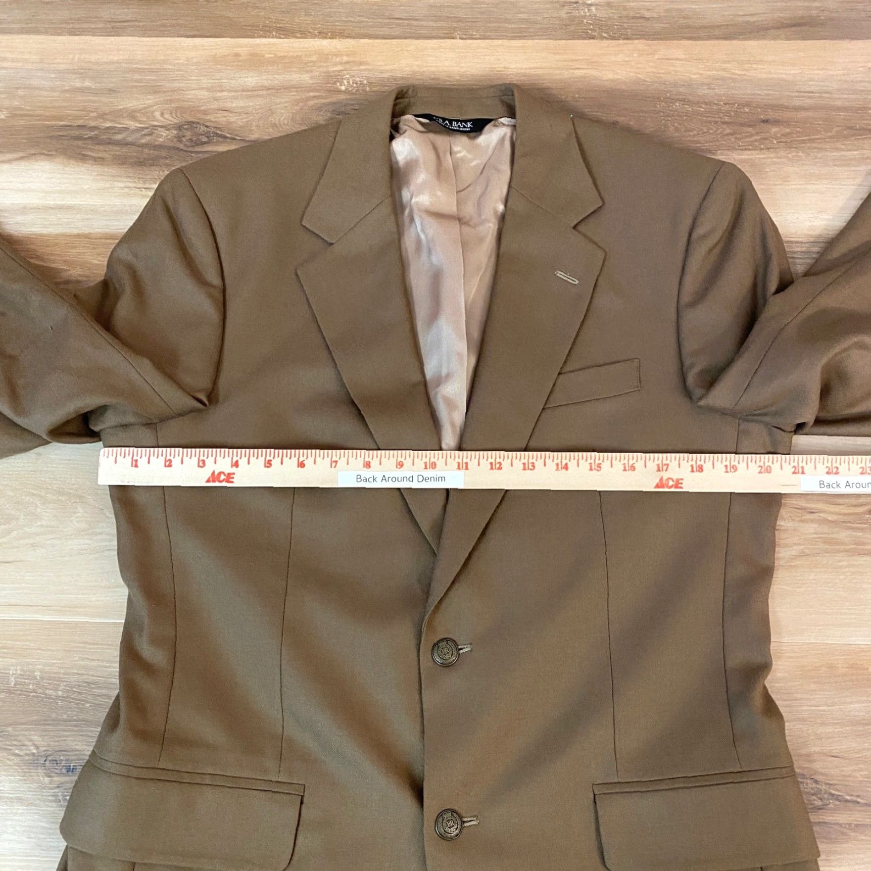 Vintage Jos A Bank Blazer Mens 38R Brown Wool Cashmere Tweed Sport Coat Jacket Blazer Button Size 38R - 7 Thumbnail