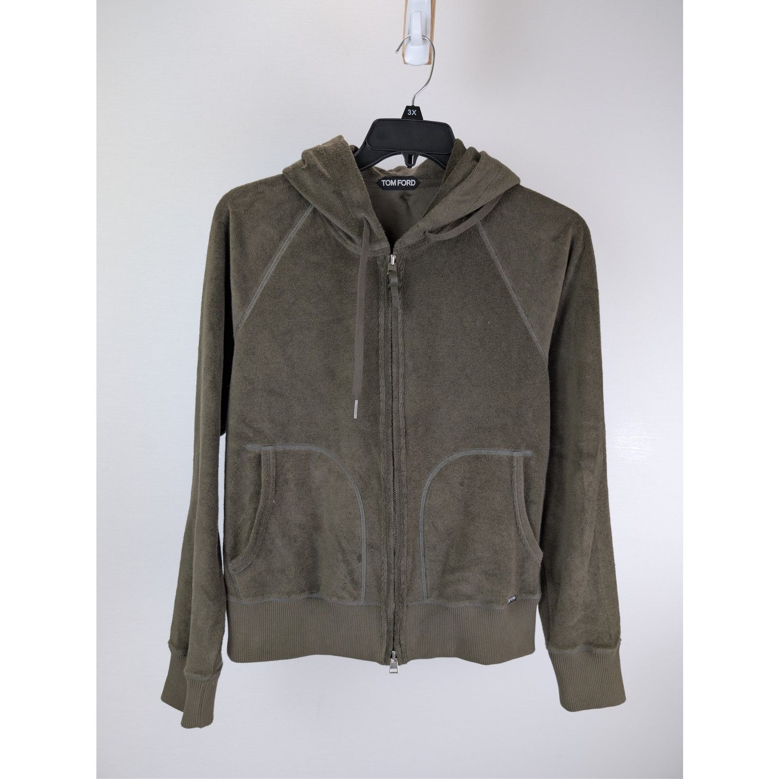 Tom Ford o1rshd1 CC20 Towelling cotton hoodie in green Size US M / EU 48-50 / 2 - 9 Thumbnail