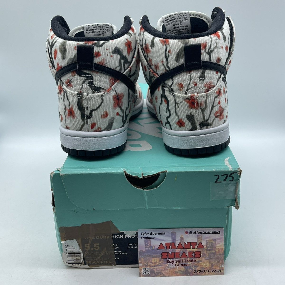 Nike Sb Dunk high pro cherry blossom Size US 5.5 / EU 38 - 3 Thumbnail