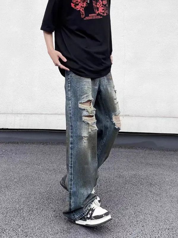 VIBE High street wasteland style ripped tie-dye baggy jeans Size US 34 / EU 50 - 8 Thumbnail