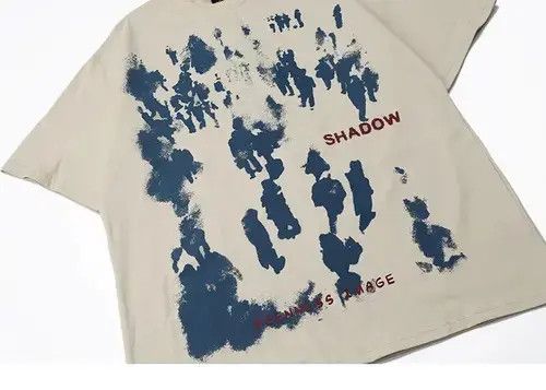 Japanese Brand Unisex Harajuku Shadow Letter Printed Short Sleeve T Shirt Size US M / EU 48-50 / 2 - 4 Thumbnail