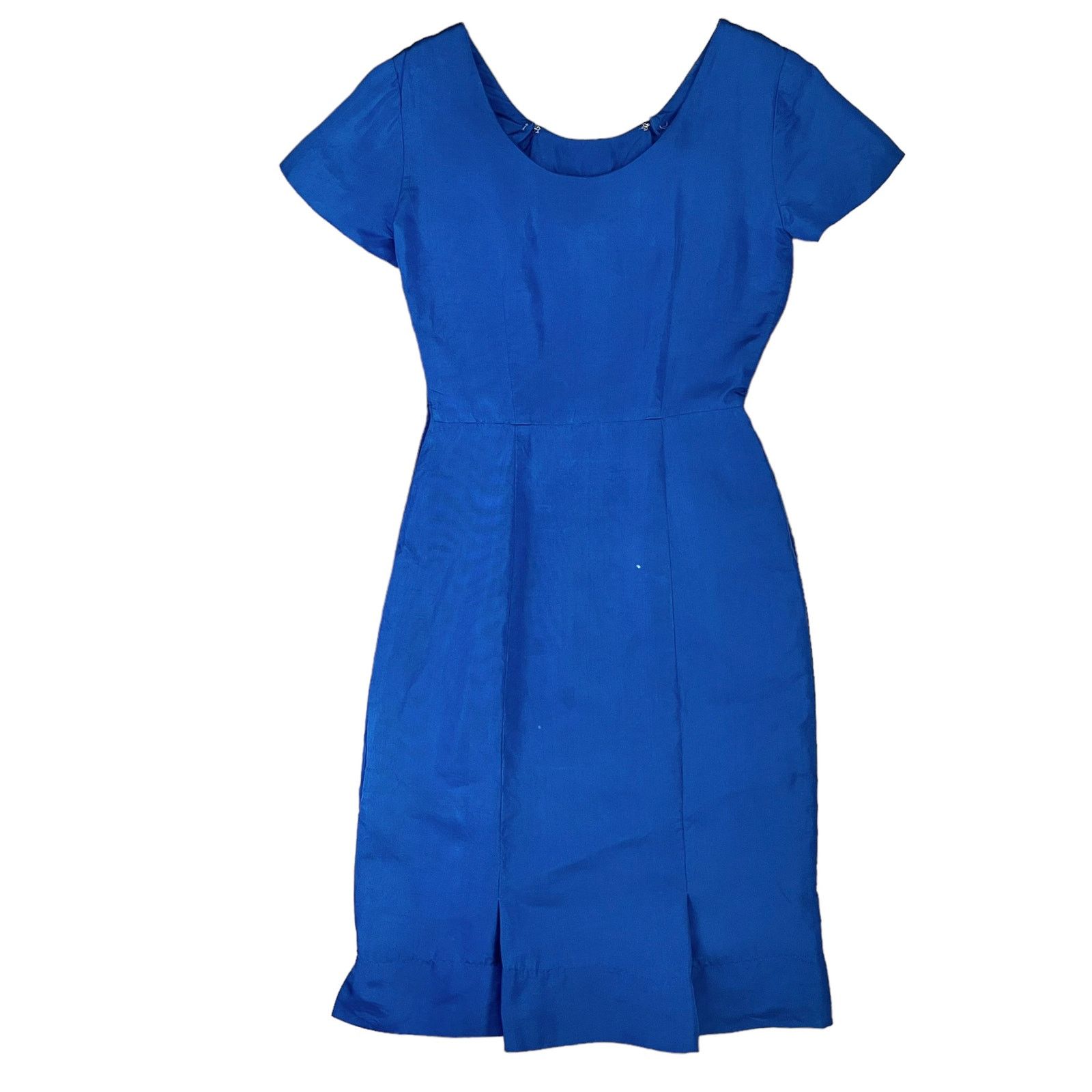 Vintage Vintage Blue Grosgrain Bow Trim Scoop Neck Wiggle Dress Size S / US 4 / IT 40 - 3 Thumbnail