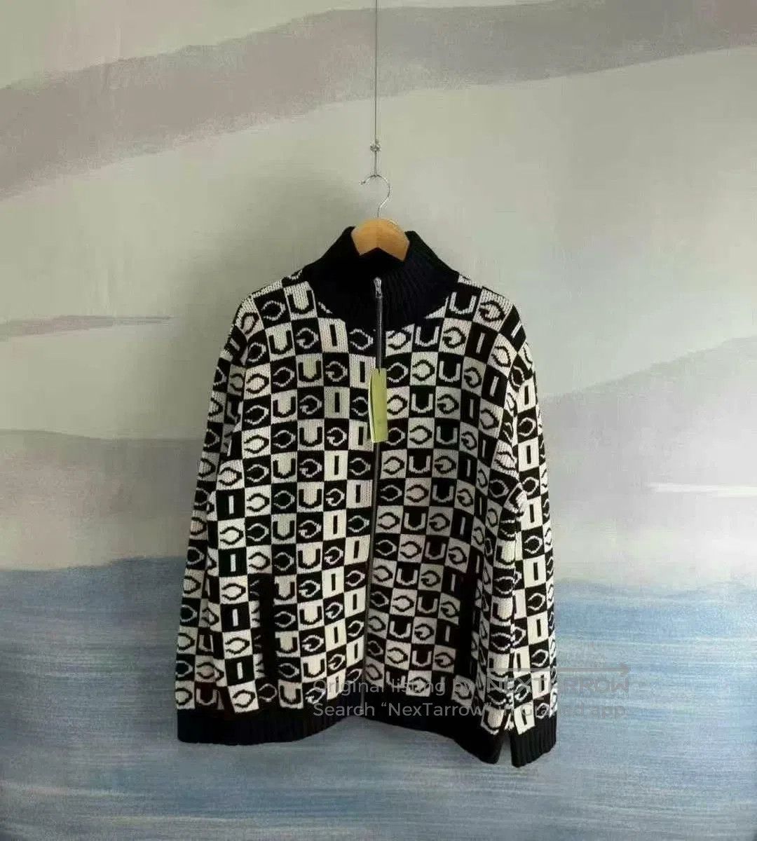 Gucci Black and White Knit Zip Jacket.