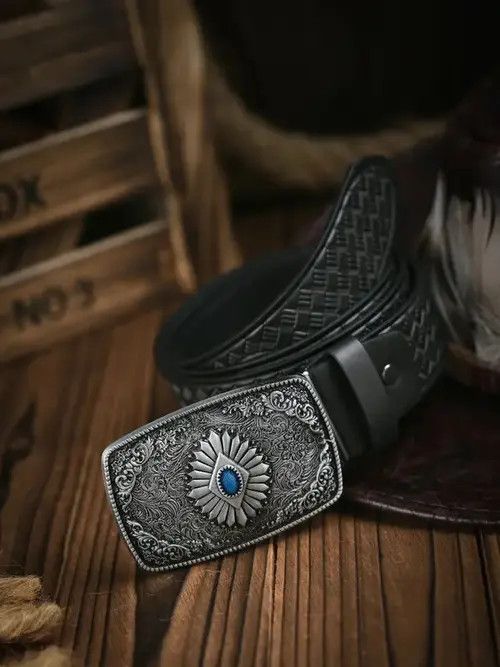 Cowboy Equipment Western Carved Flower Belt Men Women Size ONE SIZE - 2 Thumbnail
