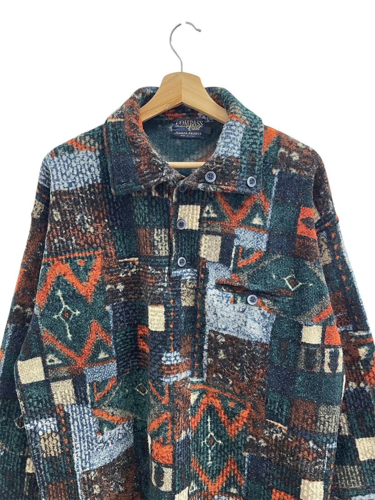 Japanese Brand Compass Half-Button Native Wool Shirts Size US XL / EU 56 / 4 - 2 Thumbnail