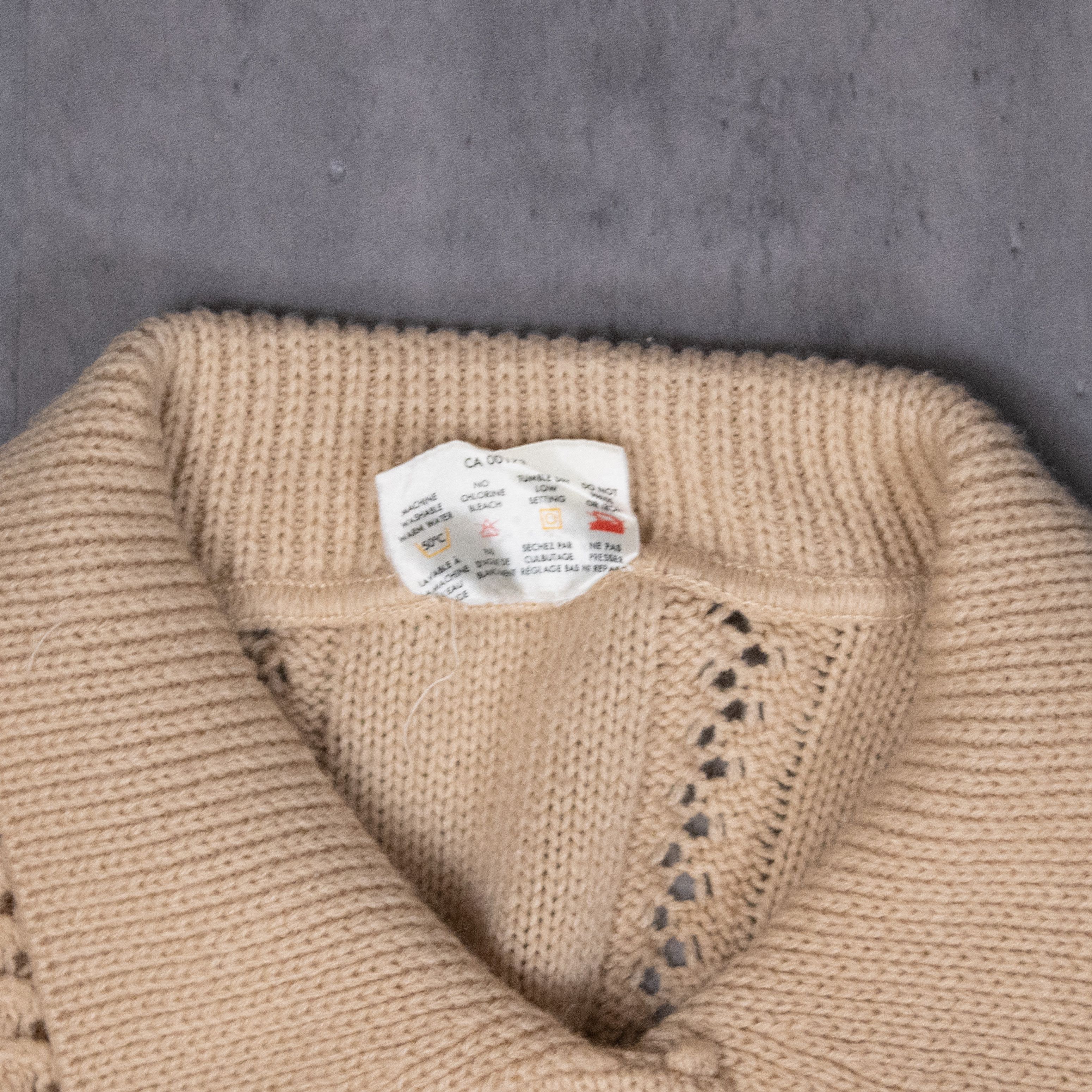 Vintage Vintage 1980's Cable Knit Collared Cardigan Cream Sweater Size US M / EU 48-50 / 2 - 7 Thumbnail