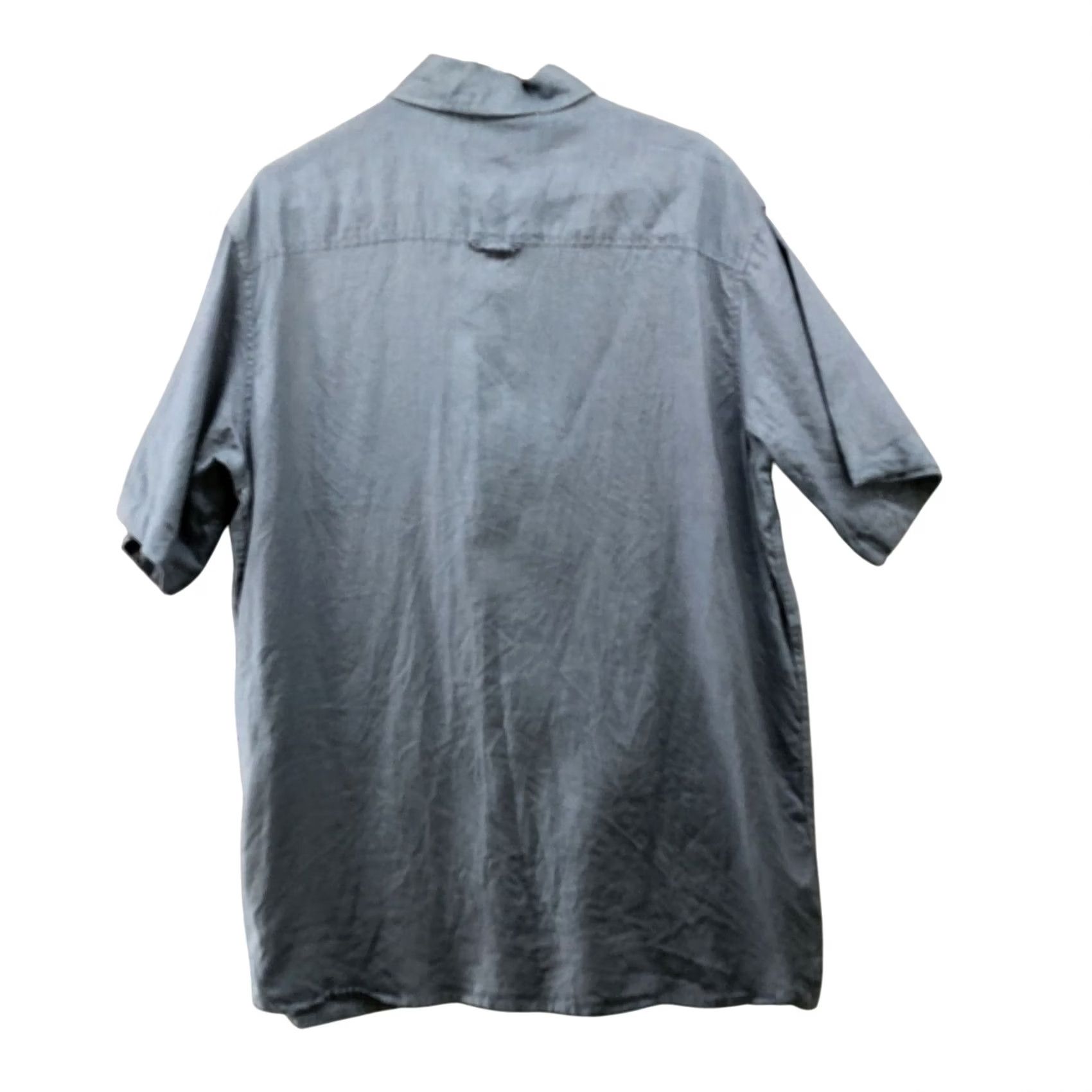 Vintage AXIST Linen Shirt Mens L Dusty Blue Short Sleeve Button Up Pocket Size US L / EU 52-54 / 3 - 2 Thumbnail