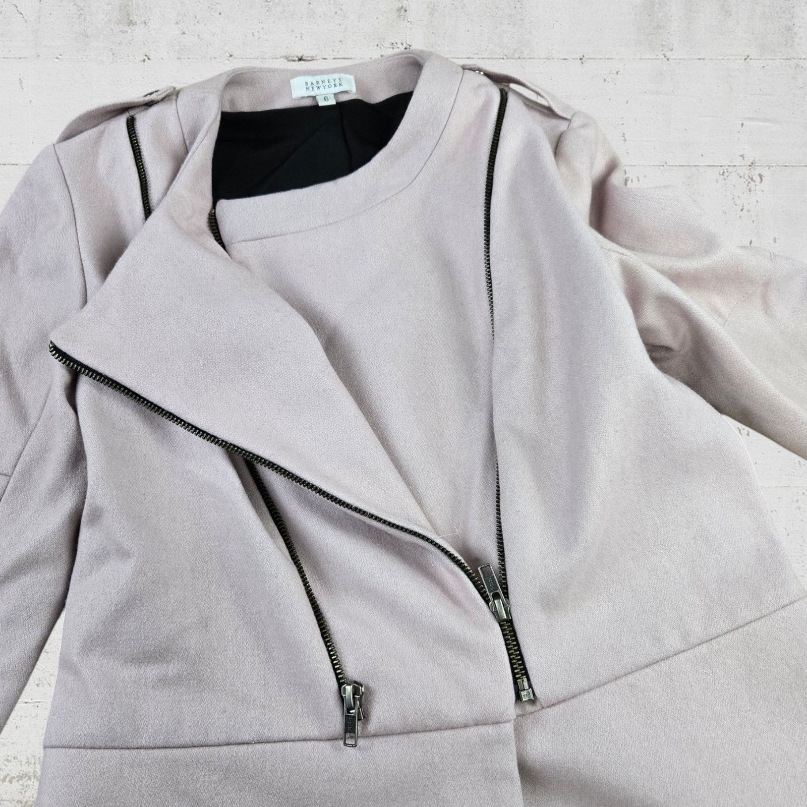 Barneys New York Vintage Barneys Pink Wool Blend Moto Jacket Size 6 Size M / US 6-8 / IT 42-44 - 6 Thumbnail