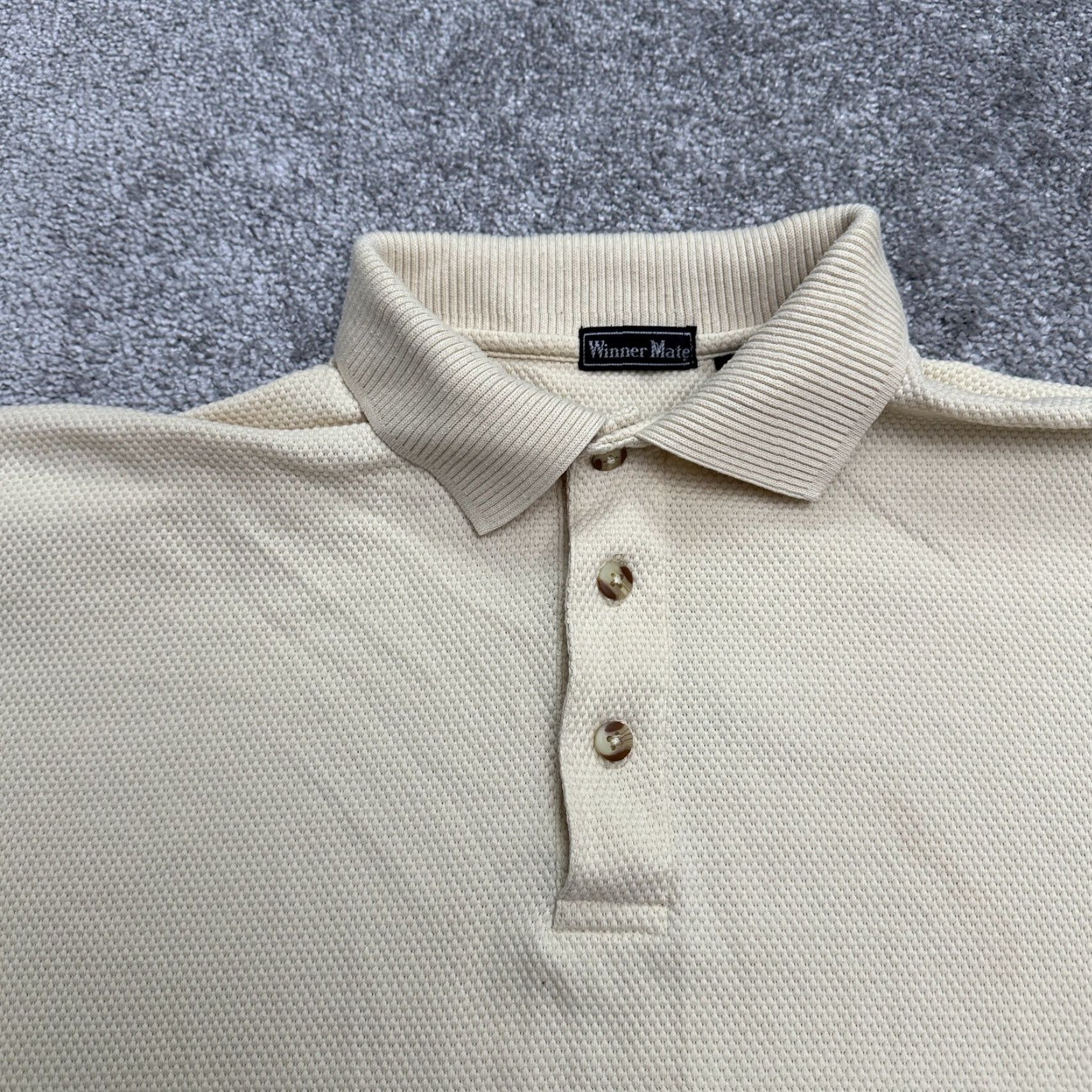 Vintage Winner Mate Polo Shirt Mens Large Beige Short Sleeve Cotton Blend Casual Golf Size US L / EU 52-54 / 3 - 2 Thumbnail