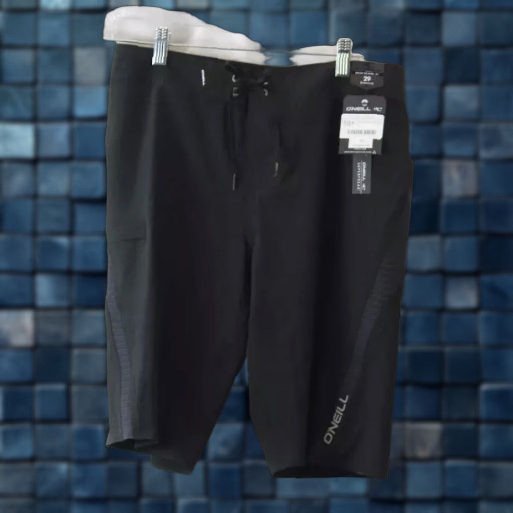 O'Neill VINTAGE O'Neill Life's A Wave Black Padded Panel Wetsuit Swim Shorts Bottom Mens 29 Black Swim Shorts O'Neill Shirt? Size US 29 - 1 Thumbnail