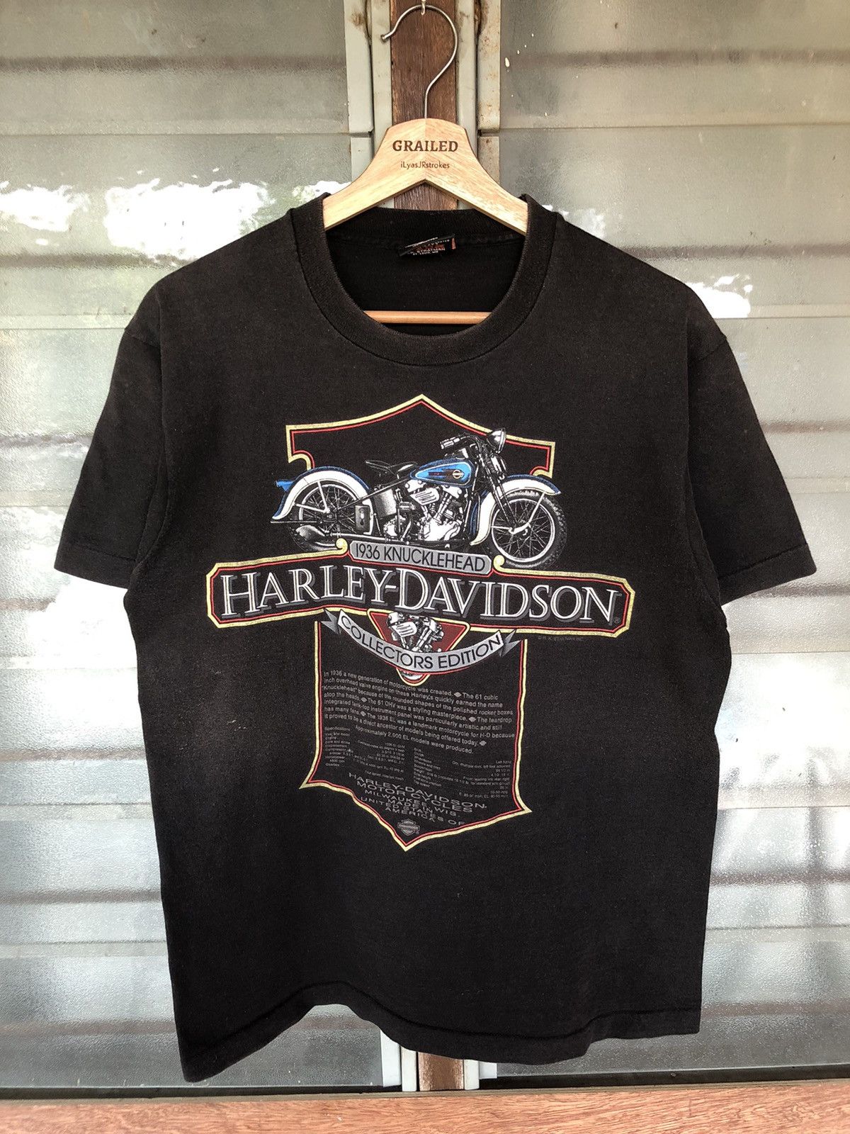 Harley Davidson Vintage 90’s Harley Davidson Knucklehead Rare Shirt Tee Size US M / EU 48-50 / 2 - 4 Thumbnail
