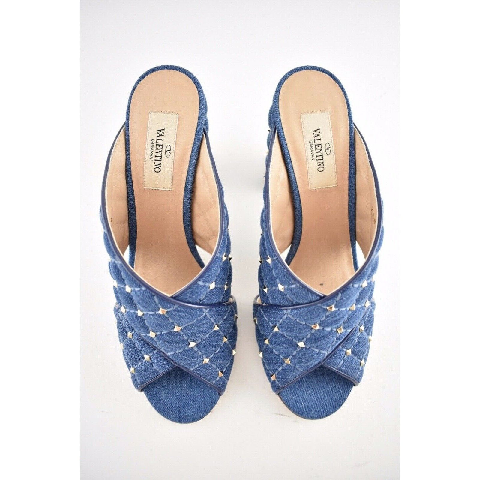 Valentino Valentino Rockstud Spike Denim Blue Mule Stud Backless Size US 6.5 / IT 36.5 - 8 Thumbnail