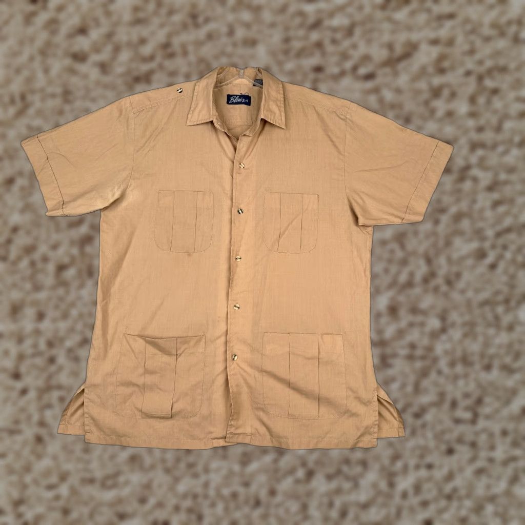 Blair Blair Shirt Men Large Brown 4 Pocket Button-Up Cotton Blend Casual Beach Hawaiian Vacation Size US L / EU 52-54 / 3 - 1 Thumbnail
