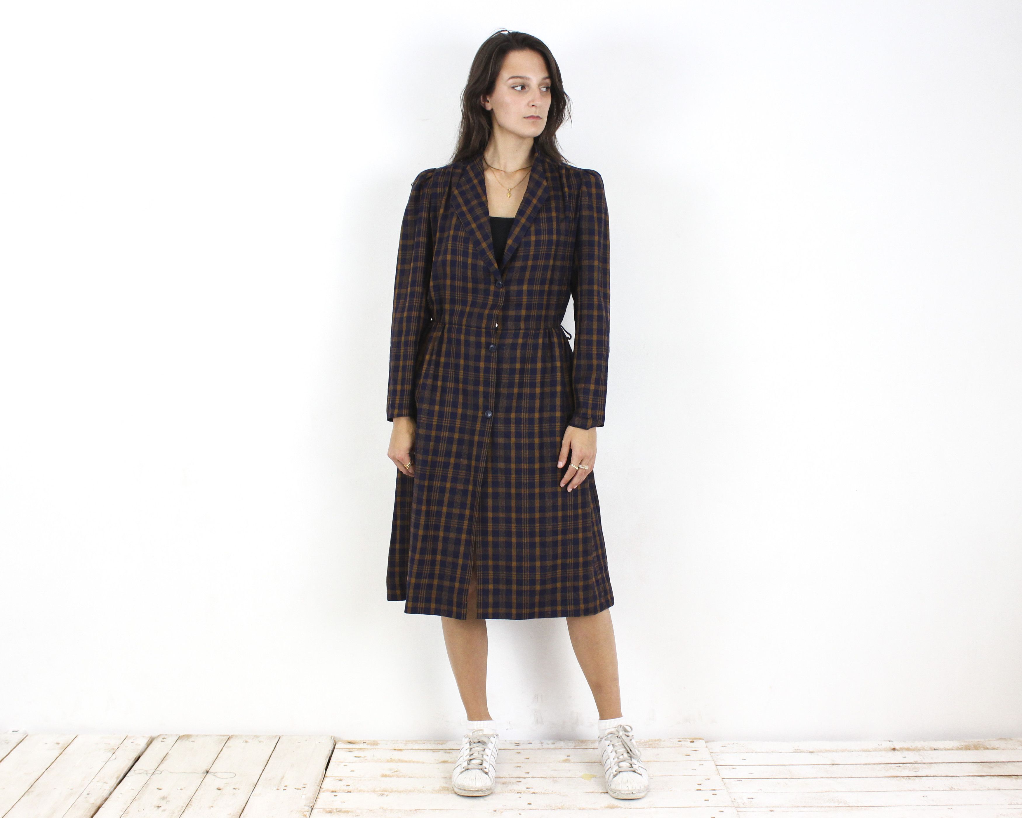Other × Vintage Womens M Tartan Pattern Button Up 3/4 Sleeve Dress Summer Size M / US 6-8 / IT 42-44 - 1 Thumbnail