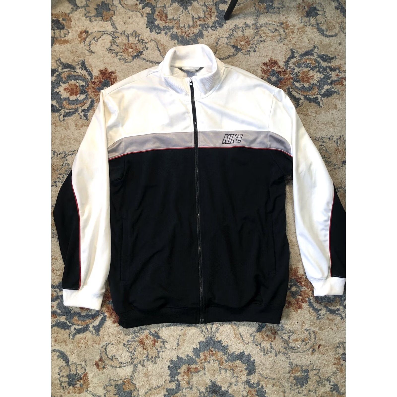 Nike VINTAGE Nike Men’s White Full Zip Turtleneck Polyester Running Jacket L Size US M / EU 48-50 / 2 - 6 Thumbnail
