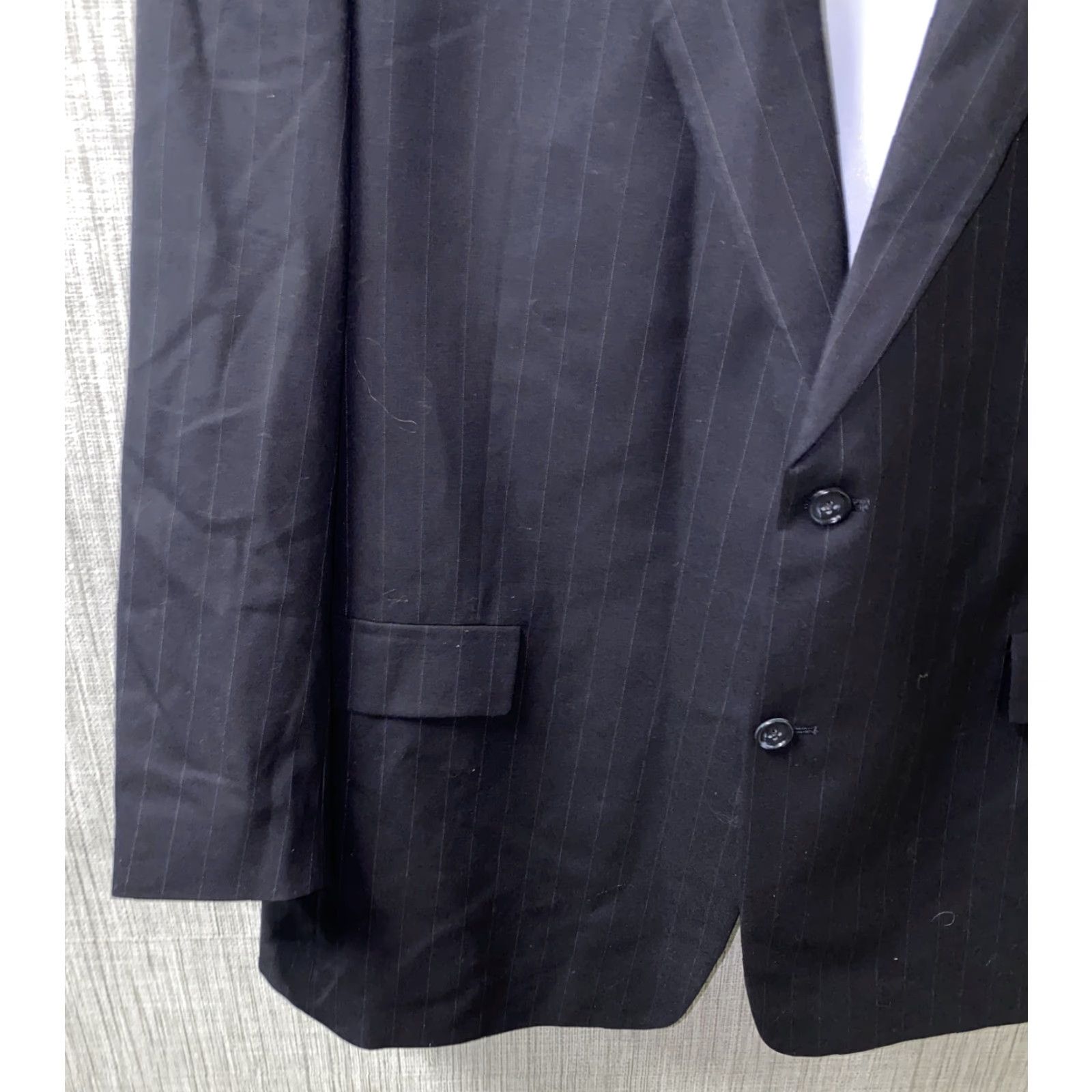 Hart Schaffner Marx Hart Schaffner Mens Black Pinstriped 2 Button Sport Coat Size 48L USA Made Size US M / EU 48-50 / 2 - 3 Thumbnail