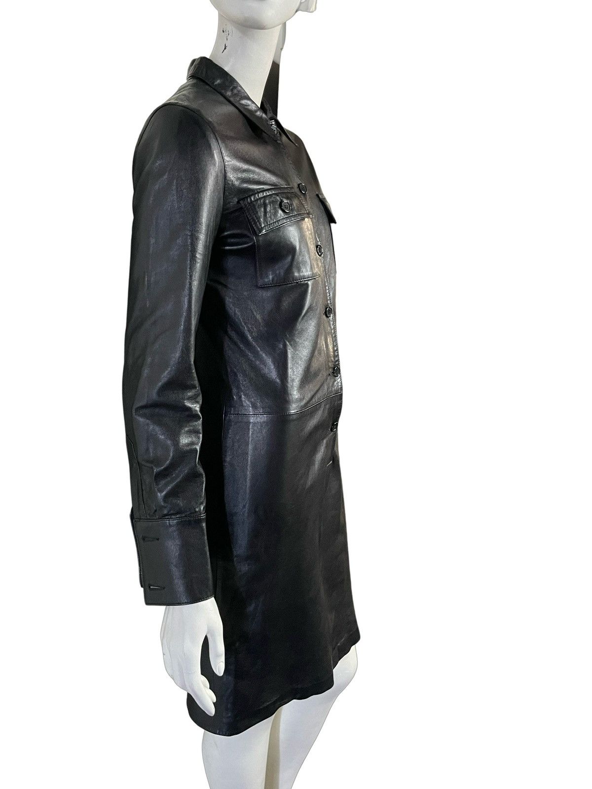 Helmut Lang Helmut Lang 1997 Leather Shirt Dress Size S / US 4 / IT 40 - 10 Thumbnail
